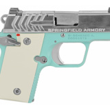 911, 1911 Micro Compact, 380ACP, 2.7" Barrel, Alloy Frame, Vintage Blue Cerakote Finish, Stainless Steel Slide, 2 Magazines, 1-6Rd & 1-7Rd, Engineered Ivory Grips, Tritium Night Sights PG9109VBS