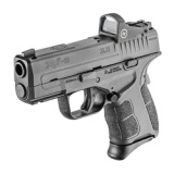 XD-S, Mod.2, OSP, Striker Fired, Semi-automatic, Polymer Frame Pistol, Compact, 9MM, 4" Barrel, Melonite Finish, Black, White Dot Front Sight, Serrated Rear Sight, Crimson Trace Red Dot, 2 Magazines, (1) 7-Round, (1) 9-Round Extended XDSG9409BCT