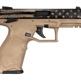 TX22, Striker Fired, Semi-automatic, Polymer Frame Pistol, Full Size, 22 LR, 4.1" Threaded Barrel, Flat Dark Earth Frame, Cerakote Finish, US Flag Distressed on Slide, Adjustable Sights, Manual Thumb Safety, 10 Rounds, 2 Magazines 1-TX22141-10USD