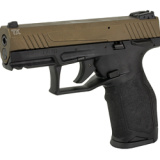 TX22, Semi-automatic, Striker Fired, Polymer Framed Pistol, 22 LR, 4" Barrel, Threaded 1/2x28 Adaptor, Matte Finish, Bronze, Adjustable Sights, Manual Safety, 16 Rounds, 2 Magazines 1-TX2214L