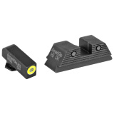 Trooper, Sight, Fits Glock MOS 17,19,22,23,24,26,27,33,34,35,37,38,39 Gen 1-4, Green Tritium LumiLime Outline Front, Green Tritium Black Serrated Rear, Front/Rear GL-819