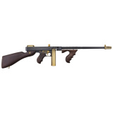 1927A1 Deluxe, Semi-automatic Rifle, 45 ACP, 18" Barrel, Black, Gold Compensator, Walnut Furniture, Adjustable Sights, 20 Rounds, 1 Gold Magazine, Gold Appointments T1ABTG
