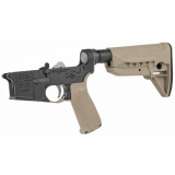 Semi-automatic Complete Lower, AR, 223 Rem/556NATO, Flat Dark Earth, BCMGUNFIGHTER Stock Mod 0 SOPMOD (Wide Body), Fire Controls Marked SAFE and SEMI,BCMGUNFIGHTER Enhanced Trigger Guard, BCMGUNFIGHTER QD End Plate, BCMGUNFIGHTER Pistol Grip LRG-STK-MOD-