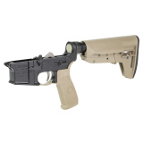 Bravo Company, Complete Lower Receiver, AR-15, Multi Caliber, Anodized Finish, Flat Dark Earth, BCM SOPMOD 2 Widebody Stock, 7075 T6 Aluminum, Factory Cosmetic BCMLRG-STK-MOD-2-SPMD-FDE-COSMO