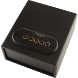 Single Pistol Vault, 13"x8.25"x2.75", Trio Lock-Key, LED Code and Biometric Fingerprint Reader, Standard Top Style Safe, Black, Includes Cable BD74TV