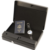 Single Pistol Vault, 13"x8.25"x2.75", Trio Lock-Key, LED Code and Biometric Fingerprint Reader, Standard Top Style Safe, Black, Includes Cable BD74TV