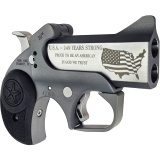 30th Rough Series, Derringer, 45 Colt/410 Bore, 2.5" Chamber, 3" 30th Anniversary Engraved Flat Barrel, Stainless Steel, Silver, Black Rubber Grips, Fixed Sights, 2 Rounds, With Trigger Guard BA30TH-45LC-410