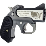 30th XL Rough Series, Derringer, 45 Colt/410 Bore, 2.5" Chamber, 3" 30th Anniversary Engraved Flat Barrel, Stainless Steel, Silver, B6 Black Extended Grips, Fixed Sights, 2 Rounds, with Trigger Guard BA30TH-XL-45LC-410