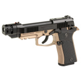 80X Cheetah, Tactical Urban, Semi-automatic, Double Action/Single Action, Compact, Metal Frame Pistol, 380 ACP, 4.4" Threaded Barrel with Compensator, Fiber Optic Sights, Manual Safety, Black Slide with Bronze Frame, 10 Rounds, 2 Magazines J80XTACLED10