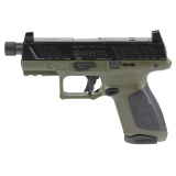 APX A1 Tactical, Striker Fired, Semi-automatic, Polymer Frame Pistol, Compact, 9MM, 4.2" Threaded Threaded 1/2x28, Matte Finish, Black Slide, Olive Drab Green Frame, Optics Ready, Trigger Safety, Blackout Suppressor Height Sights, 17 Rounds, 3 Magazines