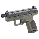 APX A1 Tactical, Striker Fired, Semi-automatic, Polymer Frame Pistol, Compact, 9MM, 4.2" Threaded Threaded 1/2x28, Matte Finish, Black Slide, Olive Drab Green Frame, Optics Ready, Trigger Safety, Blackout Suppressor Height Sights, 17 Rounds, 3 Magazines