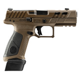 APX-A1, Semi-automatic, Striker Fired, Polymer Frame Pistol, Full Size, 9MM, 4.25" Ported Barrel, Matte Finish, Flat Dark Earth, Black Serrated Rear Sight, Orange High-Vis Front Sight, Optic Ready, (1)-21 Round Magazine and (2)-17 Round Magazines JAXA1F9