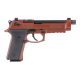 M9A4 Overlanding RDO | 9MM, 5" Threaded Barrel, Terra Red Clay Cerekote, Tritium Night Sights, DA/SA, Decocker, 18 Rounds, 2 Magazines, Front Picatinny Rail, Optics Ready, Includes Streamlight Microstream, Compass, 10mm Socket