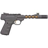 Buck Mark Plus Vision| Semi-automatic, 22 LR, 5.875" Skeletonized Barrel, Threaded, Compensator, Gold Cerakote Inner Barrel, Black Anodized Outer Barrel, Black Anodized Frame, UFX Grip, Threaded, Thumb Safety, Adjustable Rear Sight & Fiber Optic Front Si
