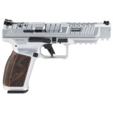 SFX Rival-S Chrome Rosewood, Semi-automatic, Steel Frame Pistol, Full Size, 9MM, 5" Barrel, Chrome Finish, Silver, Rosewood Grips, Optics Ready, Fiber Optic Front Sight, 18 Rounds, 2 Magazines HG7010CR-N