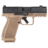 METE MC9 Prime, Semi-automatic, Striker Fired, Polymer Frame Pistol, Compact, 9MM, 3.6" Barrel, Compensated Slide and Barrel with Blast Chamber, Night Fision Tritium Sights, Optics Ready, Matte Finish, Flat Dark Earth Frame, Black Slide, 10 Rounds, 2 Mag
