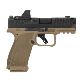 METE MC9 Prime, Semi-automatic, Striker Fired, Sub-compact, Polymer Frame Pistol, 9MM, 3.64" Barrel, Compensated Slide and Barrel with Blast Chamber, Flat Dark Earth Frame, Black Slide, Night Sights, 17 Rounds, 2 Magazines, Includes MO1 Optic HG8658BDV-N