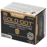 Speer Gold Dot, Personal Protection, 38 Special, 135 Grain, Hollow Point, +P, 20 Round Box 23921GD