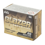 Blazer, 9MM, 115 Grain, Jacketed Hollow Point, 20 Rounds per Box 5239A