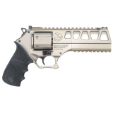 Rhino L Frame 60DS Revolver, Double Action/Single Action, 44 Remington Magnum, 6" Barrel, Aluminum Frame, Nickel Finish, White, Hogue Rubber Grips, Fiber Optic Front Sight, Adjustable Rear Sight, 6 Rounds, 3 Moon Clips 340.351