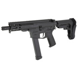 Banshee MKGs, Semi-automatic, AR Pistol, 9MM, 5" Barrel, 1/2X28 Thread Pitch, Cerakote Finish, Armor Black, CMMG Pistol Grip, Pistol Stabilizing Brace, Ambidextrous Controls, 33 Rounds, 1 Magazine 99A290F-AB