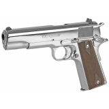 Government, Semi-automatic, 1911, 45 ACP, 5" Barrel, Steel Frame, Bright Stainless Finish, 7Rd, White Dot Sights O1070BSTS
