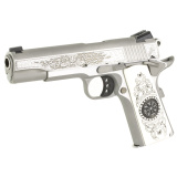 Delta Elite, Semi-automatic, 10MM, 5", Silver, 8 Rounds, 1 Mag, Engraved Slide, Upgraded White Engraved Grips, Novak White Dot Sights, Stainless Steel O2020XE-THR