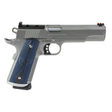 Gold Cup Trophy, 1911, Semi-automatic, Steel Frame Pistol, 9MM, 5" Barrel, Polished, Silver, Blue G10 Grips, Black Serrated Rear Sight, Fiber Optic Front Sight, Manual Safety, 8 Rounds, 1 Magazine O5072XE-OR