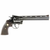 Python, Revolver, Double Action, 357 Magnum, 8" Barrel, Blued Finish, Black, Blade Front/Adjustable Rear Sight, Wood Grips, 6 Rounds PYTHON-BP8WTS