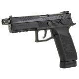 P-09 Suppressor-Ready, Double Action/Single Action, Semi-automatic, Polymer Frame Pistol, Full Size, 9MM, 5.15" Barrel, Threaded Barrel - 1/2X28, Nitride Slide Finish, Black, 3 Interchangeable Backstraps, High Fixed Sights, Swappable Safety/Decocker, 21