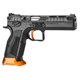 Tactical Sport 3 Orange, Semi-automatic, Single Action Only, Metal Frame Pistol, Full Size, 9MM, 5.2" Barrel, Steel, Polycoat Finish, Black, G10 Grips, Fiber Optic Front/Fixed Rear, Optic Ready, Manual Safety, 20 Rounds, 1 Magazine 91233