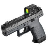 P-10 C Ported COA Elite, Semi-automatic, Striker Fired, Polymer Frame Pistol, Compact, 9MM, 4" Ported Barrel, Nitride Finish, Black Slide, Gray Frame, Magwell, Aluminum Trigger, Fixed Sights, Includes Aimpoint COA, 3 Magazines, (1) 19 Round, (1) 17 Round