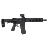 DDM4, Semi-automatic, AR Pistol, 5.56 NATO, 10.3" Cold Hammer Forged Barrel, Threaded 1/2X28, Anodized Finish, Black, Daniel Defense Pistol Grip, Maxim PDW Brace, DD4 Flat Front 9.5" Rail, 30 Rounds, Includes Primary Optics Cyclops Gen 2 Reticle SB-19