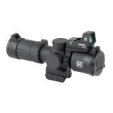 Vudu, Rifle Scope, 4-12X Magnification, 36mm Objective, First Focal Plane, Compatible with Mini-ACOG Mounts, MD5 Illuminated MRAD Reticle, Black, Includes EFLX 3 MOA Red Dot and Mount VDU4-12PKG2