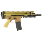 Scar 15P, Semi-automatic Pistol, 300 Blackout, 7.5" Barrel, 3 Prong Flash hider, Anodized Finish, FDE, Non Reciprocating Charging Handle, Short Stroke Gas System, Polymer Grip, Vertical Rear Picatinny Rail with Sling QD Cup, Ambidextrous Safety and Mag