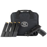 FN509M Tactical, Semi-automatic, Striker Fired, Polymer Frame Pistol, Mid-Size, 9MM, 4.5" Barrel, Threaded 1/2x28", PVD Finish, Black, Optic Ready, Flat Faced Trigger, Suppressor Height 3 Dot Night Sights, Non-Manual Safety, 5 Magazines, (1)-15 Round and
