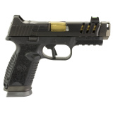 509 CC Edge XL, Striker Fired, Semi-automatic, Polymer Framed Pistol, Compact, 9MM, Gold TiN 4.2" Barrel, Quick Detach Compensator, PVD Finish, Graphite Slide, Black Frame, Flat Face Trigger, Flared Magazine Well, Fiber Optic Front Sight, 10 Rounds, 3 Ma