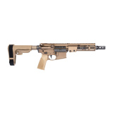 Super Duty MOD1, Semi-automatic, AR Pistol, 300 Blackout, 8" Cold Hammer Forged, Chrome Lined Barrel, 5/8X24 Thread Pitch, Anodized Finish, Desert Dirt Color, SBA3 Pistol Stabilizing Brace, Geissele A17 Grip, Custom Pistol-Length Gas System, 7" MK16 Hand