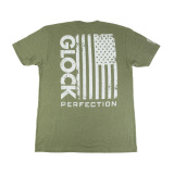 OEM Perfection Flag Tee, Short Sleeve, Large, Olive Drab Green and White AP96399