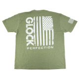 OEM Perfection Flag Tee, Short Sleeve, XLarge, Olive Drab Green and White AP96400