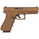 17, Semi-automatic, Safe Action, Full Size, 9MM, 4.49", Burnt Bronze, 17 Rounds, 2 Mags, Glock OEM Rail, Right Hand, Fixed Sights, Polymer, Matte PI1750204