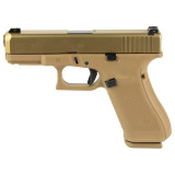 19XV, V Series, Striker Fired, Semi-automatic, Polymer Frame Pistol, Compact, 9MM, 4.02" Barrel, Glock Marksman Barrel, nPVD Finish, Coyote, No Finger Grooves, Glock Night Sights, Ambidextrous Slide Stop Lever, 10 Rounds, 3 Magazines, Coyote Colored Pist