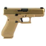 19XV, V Series, Striker Fired, Semi-automatic, Polymer Frame Pistol, Compact, 9MM, 4.02" Barrel, Glock Marksman Barrel, nPVD Finish, Coyote, No Finger Grooves, Glock Night Sights, Ambidextrous Slide Stop Lever, 10 Rounds, 3 Magazines, Coyote Colored Pist