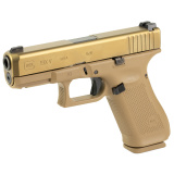 19XV, V Series, Striker Fired, Semi-automatic, Polymer Frame Pistol, Compact, 9MM, 4.02" Barrel, Glock Marksman Barrel, nPVD Finish, Coyote, No Finger Grooves, Glock Night Sights, Ambidextrous Slide Stop Lever, 10 Rounds, 3 Magazines, Coyote Colored Pist