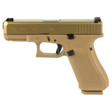 19XV, V Series, Striker Fired, Semi-automatic, Polymer Frame Pistol, Compact, 9MM, 4.02" Barrel, Glock Marksman Barrel, nPVD Finish, Coyote, No Finger Grooves, Glock Night Sights, Ambidextrous Slide Stop Lever, 3 Magazines, (2)-19 Round Magazines, (1)-17