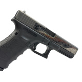 17, GEN 4, TALO Exclusive, Semi-automatic, Striker Fired, Full Size, 9MM, 4.49", Black, Interchangeable, 17 Rounds, 3 Mags, Fixed Sights, Polymer, Black DLC, Polished Armory Grade Cut Engraved Scrollwork 80577