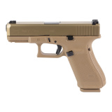 19XV, V Series, Striker Fired, Semi-automatic, Polymer Frame Pistol, Compact, 9MM, 4.02" Barrel, Glock MarksmanBarrel, nPVD Finish, Coyote, No Finger Grooves, G lock Night Sights, Ambidextrous Slide Stop Lever, (2)-19 Round Magazines, (1)-17 Round Magazi