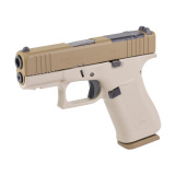43X M.O.S., Semi-automatic, Striker Fired, Polymer Frame Pistol, Sub-Compact, 9MM, 3.41" Barrel, Custom Two-Toned Tan Cerakote Finish by Shark Coast Tactical, Fixed Sights, 10 Rounds, 2 Magazines UX4350204FR2TTAN-SCT