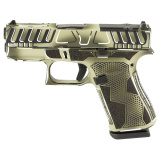 43X M.O.S., Semi-automatic, Striker Fired, Polymer Frame Pistol, Sub-Compact, 9MM, 3.41" Barrel, Custom Olive Drab Green Anime Cerakote Finish by Shark Coast Tactical, Olive Drab Green, Black and White, Fixed Sights, 10 Rounds, 2 Magazines UX4350204FRAOD