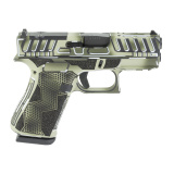43X M.O.S., Semi-automatic, Striker Fired, Polymer Frame Pistol, Sub-Compact, 9MM, 3.41" Ported Barrel, Custom Olive Drab Green Anime Cerakote Finish by Shark Coast Tactical, Olive Drab Green, Black and White, Fixed Sights, 10 Rounds, 2 Magazines UX43502